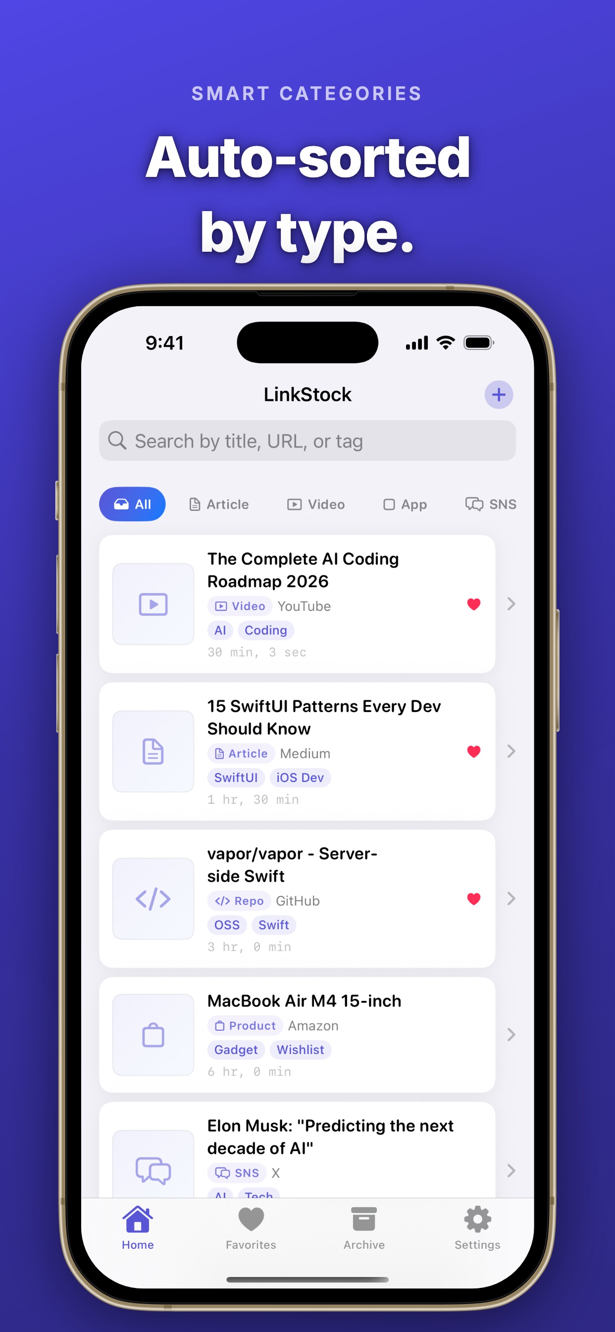LinkStock filter screen